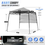 8x8 Pop Up Canopy Tent with Sidewall,8x8 Base 6x6 Top - Eagle Peak®