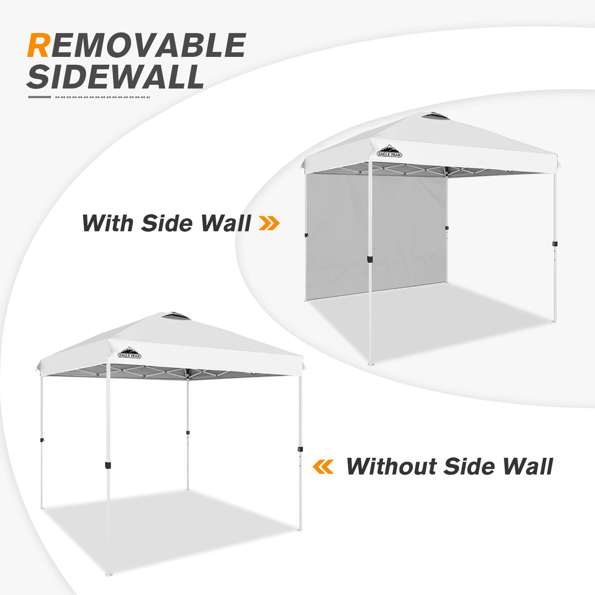 8x8 Pop Up Straight Leg Canopy with Sidewall - Eagle Peak Custom Canopy Tent