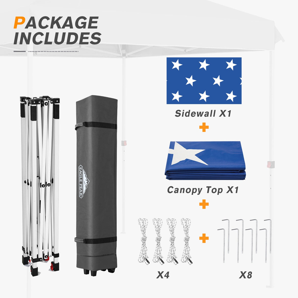 8x8 Pop Up Straight Leg Canopy with Sidewall - Eagle Peak®