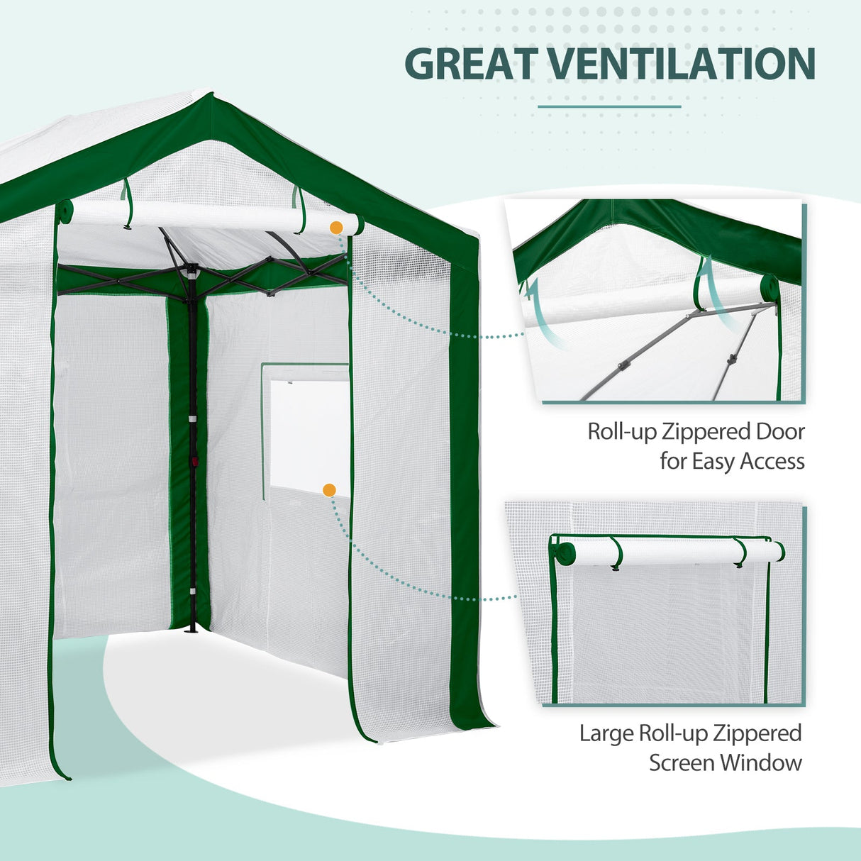 8x8 Portable Walk - in Greenhouse with Polyester Reinforced Corners - Eagle Peak Custom Canopy Tent