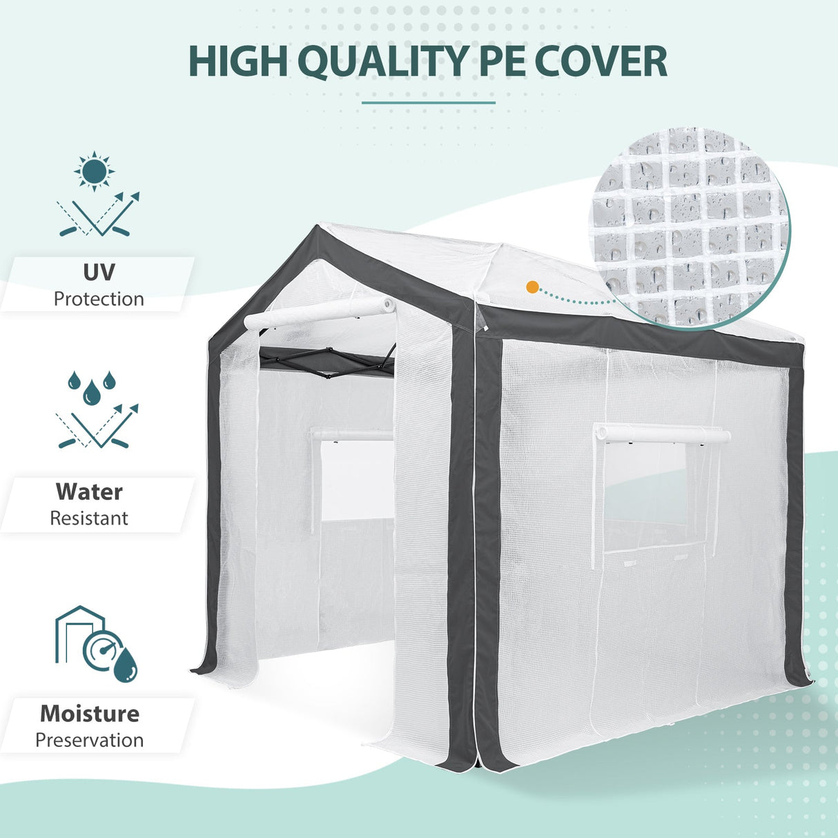 8x8 Portable Walk - in Greenhouse with Polyester Reinforced Corners - Eagle Peak Custom Canopy Tent