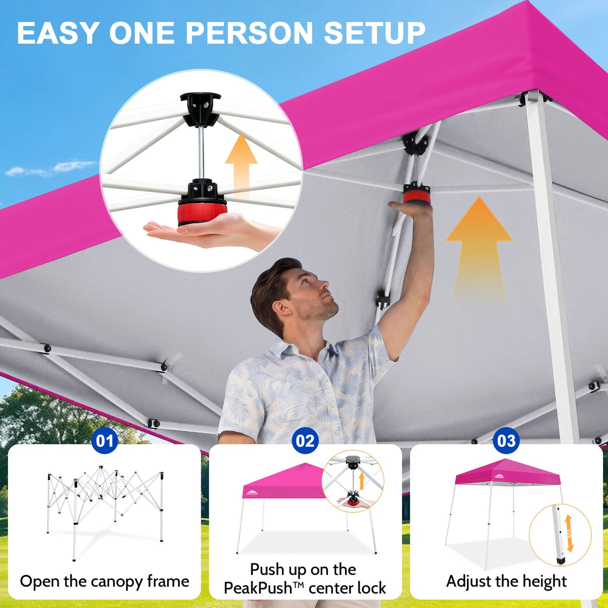 8x8 Slant Leg Pop-up Canopy Tent, Shelter 8x8 Base 6x6 Top - Eagle Peak®