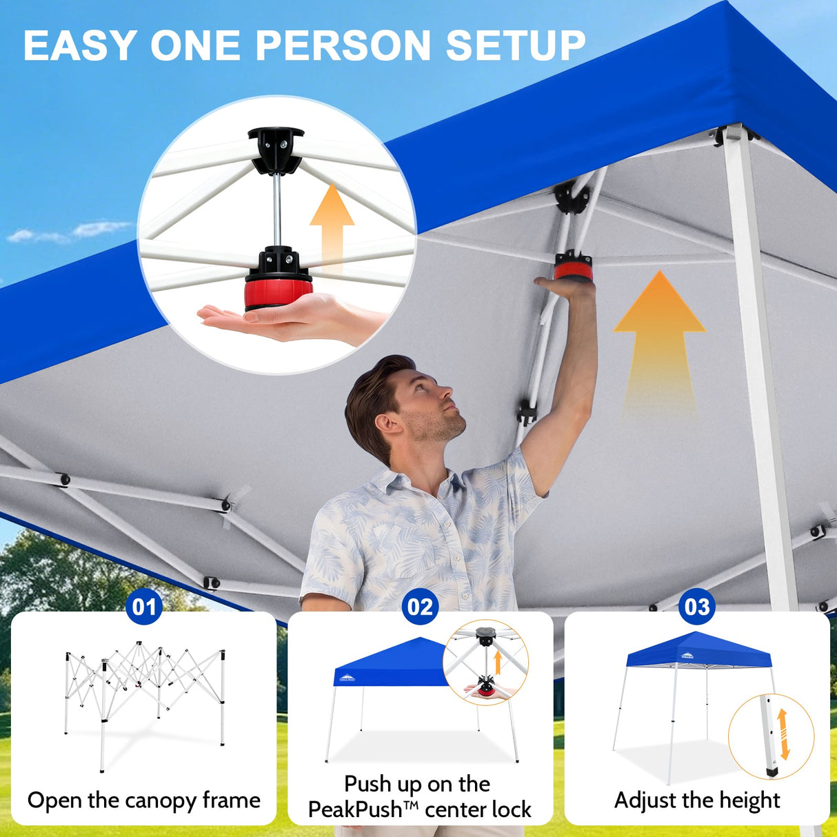 8x8 Slant Leg Pop-up Canopy Tent, Shelter 8x8 Base 6x6 Top - Eagle Peak®