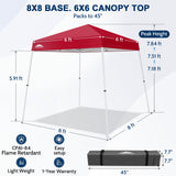 8x8 Slant Leg Pop-up Canopy Tent, Shelter 8x8 Base 6x6 Top - Eagle Peak®