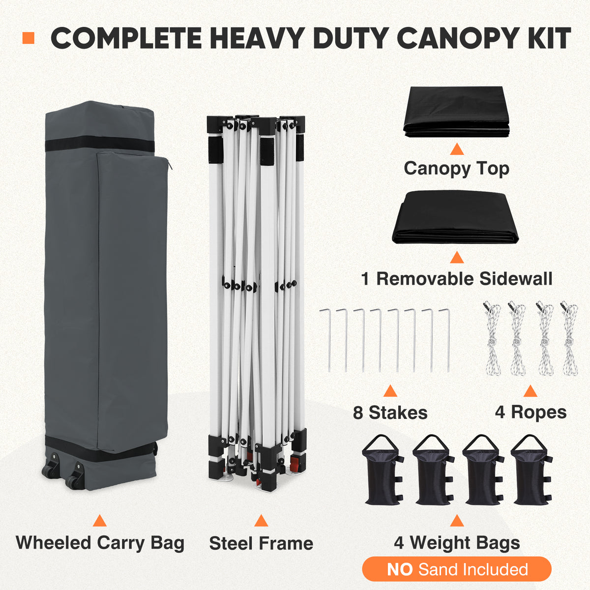 Heavy Duty 10x10 Pop Up Canopy Tent, 1 Canopy Sidewall