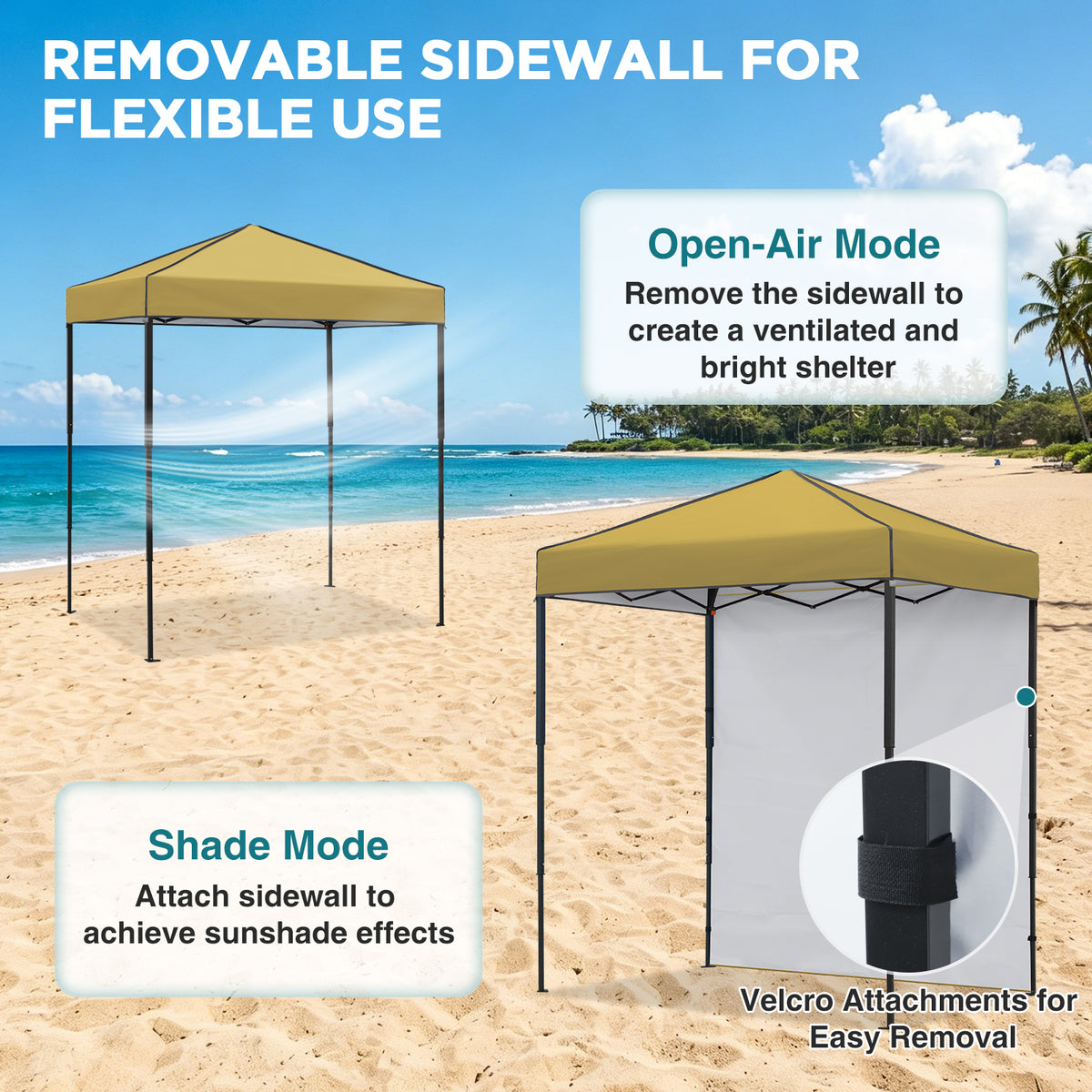 6x4 Instant Pop Up Canopy Tent with 1 Sidewall