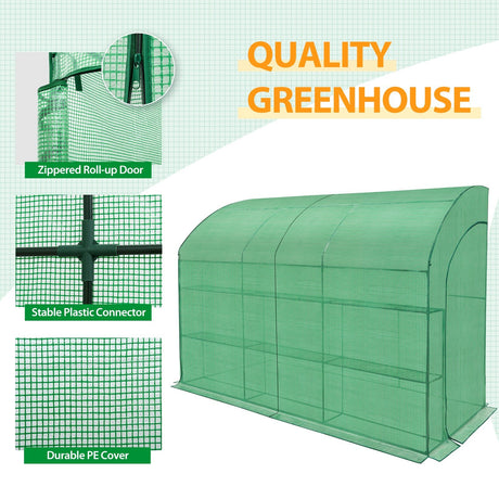 9.9x4.9x7.1 Outdoor Lean to Walk - in Greenhouse with Shelf - Eagle Peak