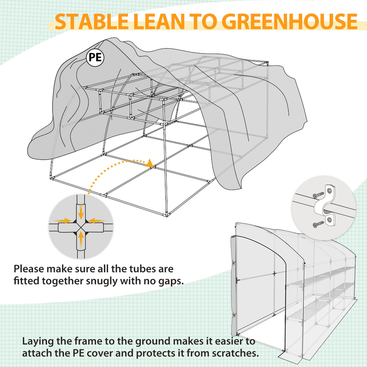 9.9x4.9x7.1 Outdoor Lean to Walk - in Greenhouse with Shelf - Eagle Peak