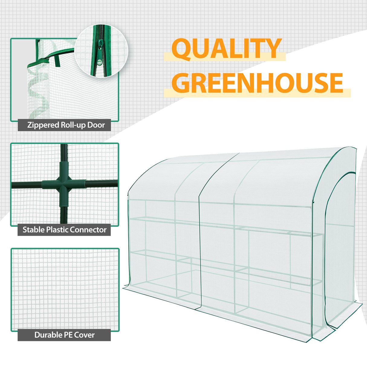 9.9x4.9x7.1 Outdoor Lean to Walk - in Greenhouse with Shelf - Eagle Peak Custom Canopy Tent