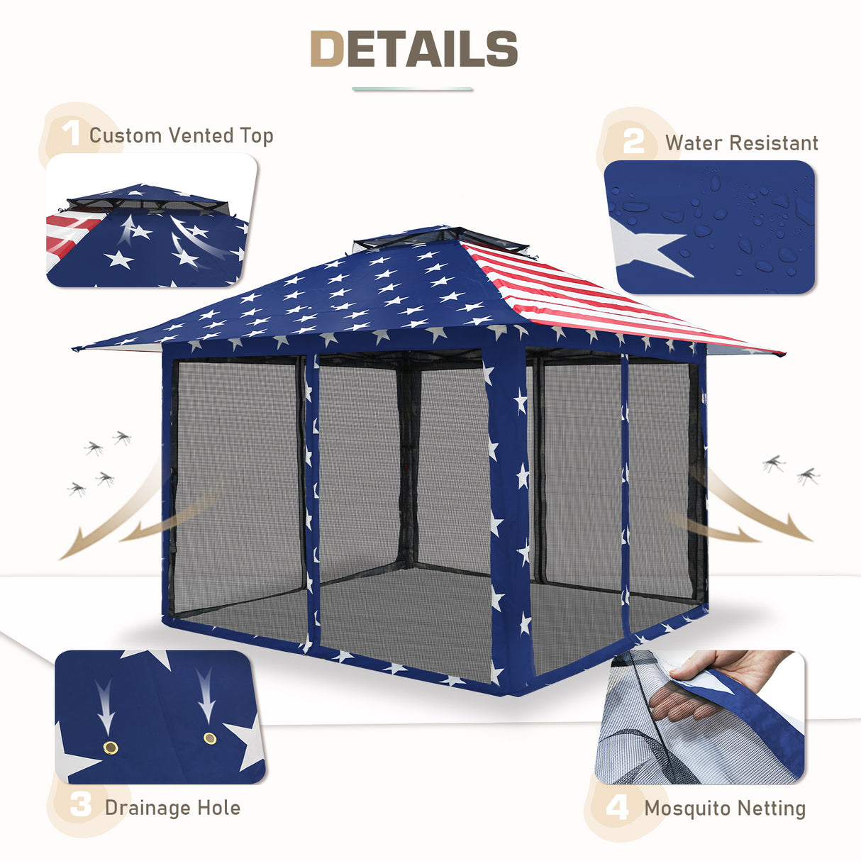 EAGLE PEAK 13x13 Pop Up Gazebo w/ Mosquito Netting - Eagle Peak Canopy and Outdoor Products