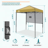 6x4 ft Instant Pop Up Canopy with Adjustable Sun Wall