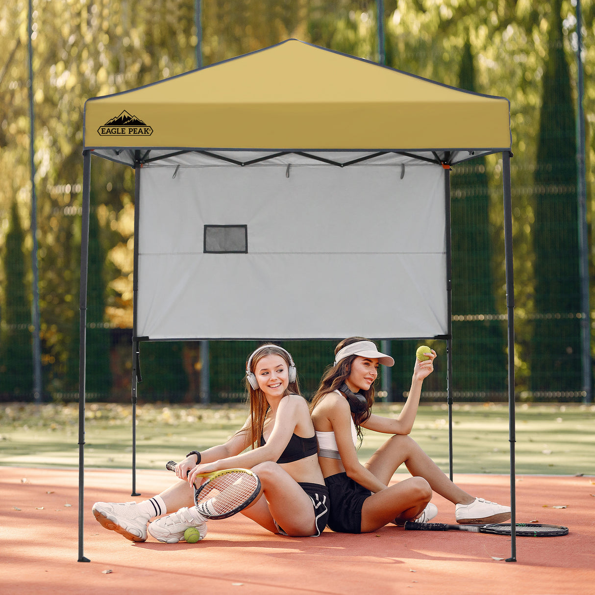 6x4 ft Instant Pop Up Canopy with Adjustable Sun Wall