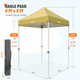 EAGLE PEAK 5x5 Pop Up Canopy Tent Instant Outdoor Canopy Easy Set-up Straight Leg Folding Shelter