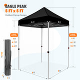 EAGLE PEAK 5x5 Pop Up Canopy Tent Instant Outdoor Canopy Easy Set-up Straight Leg Folding Shelter