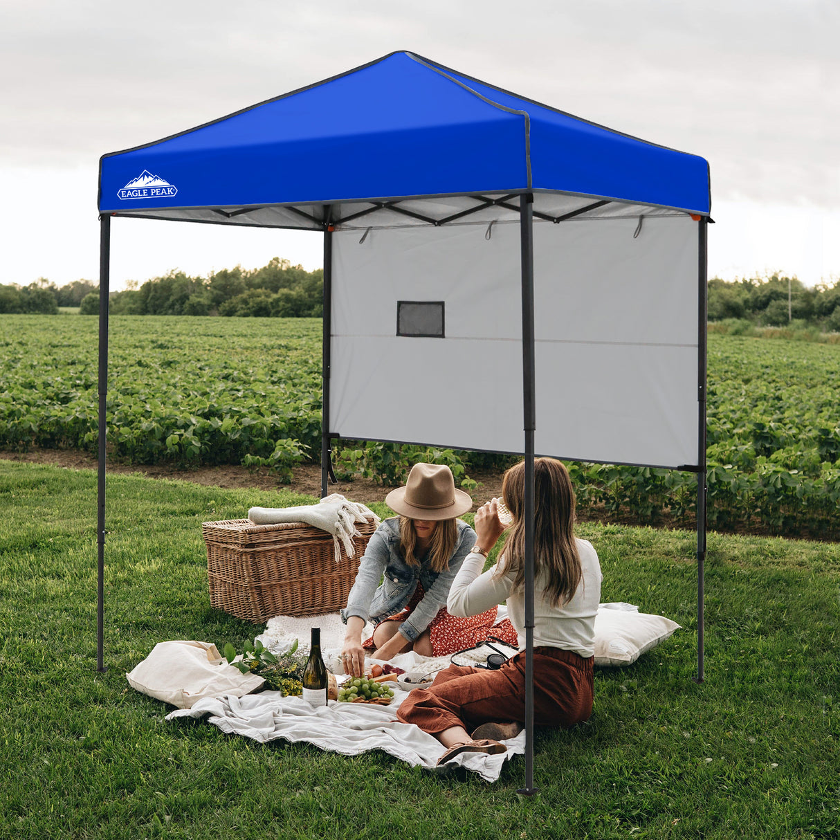 EAGLE PEAK Instant Pop Up Canopy with Adjustable Sun Wall 6x4 ft, Straight Lightweight Compact Portable Tent with Carry Bag - Eagle Peak Canopy and Outdoor Products