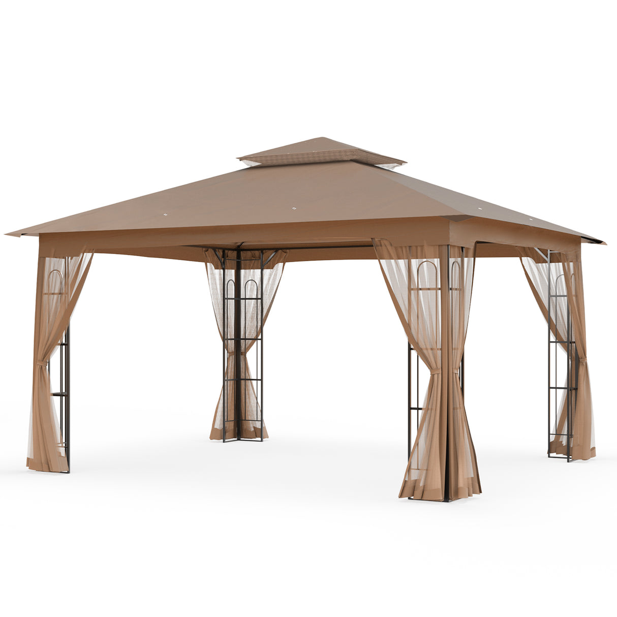 Patio Soft Top Gazebo with Mosquito Netting 13x11 at Top, 12x10 Footprint