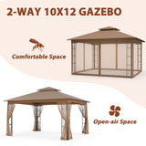 Patio Soft Top Gazebo with Mosquito Netting 13x11 at Top, 12x10 Footprint