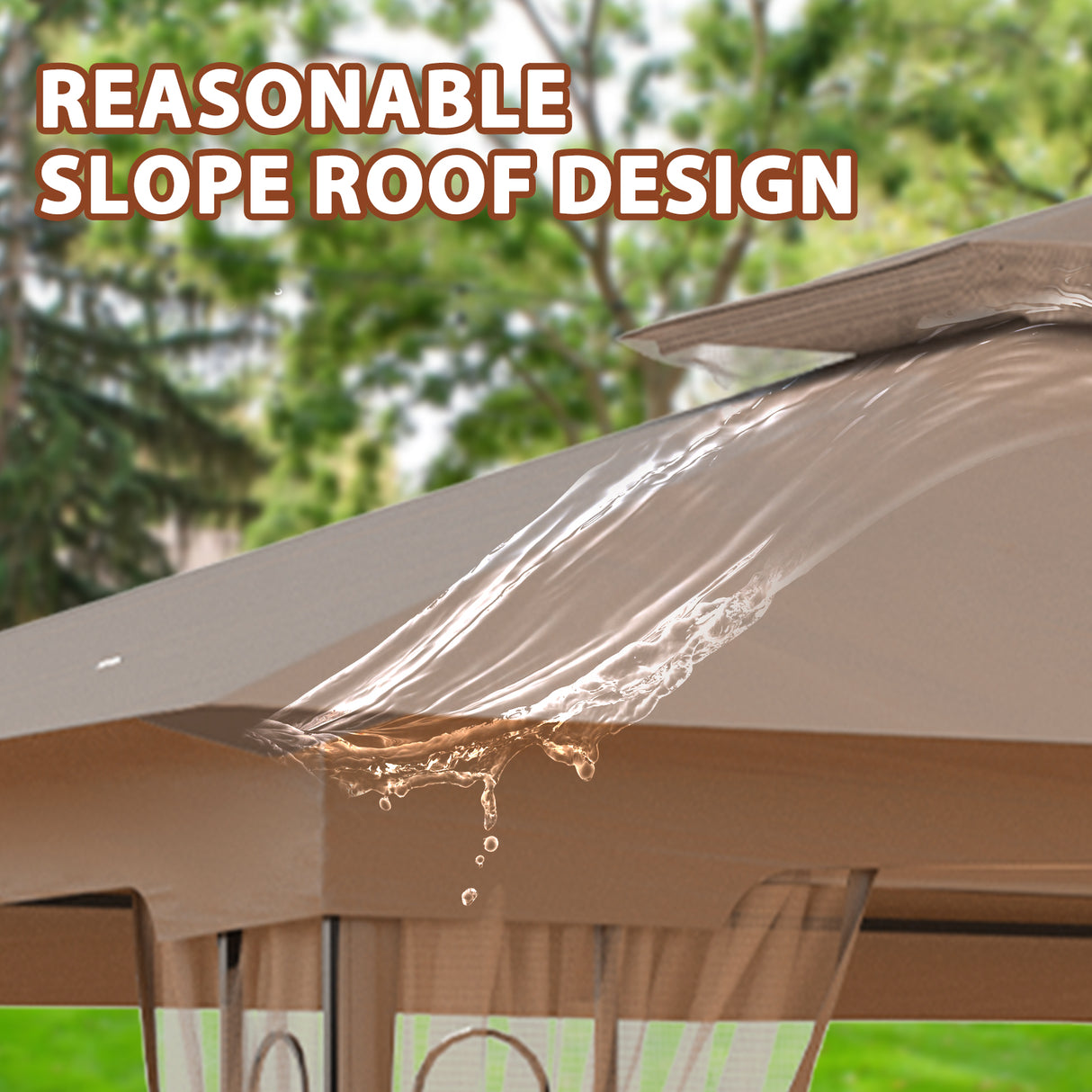 Patio Soft Top Gazebo with Mosquito Netting 13x11 at Top, 12x10 Footprint