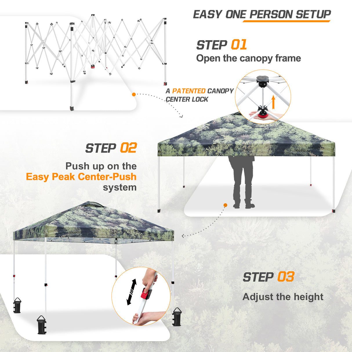 Easy Setup Straight Leg 10x10 Pop Up Canopy Tent Graphix Top w/ 100 sqft of Shade