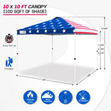 EAGLE PEAK E100/O100 Easy Setup 10x10 Straight Leg Pop Up Canopy Tent with 100 Sqft of Shade