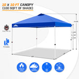 EAGLE PEAK E100/O100 Easy Setup 10x10 Straight Leg Pop Up Canopy Tent with 100 Sqft of Shade