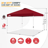 EAGLE PEAK E100/O100 Easy Setup 10x10 Straight Leg Pop Up Canopy Tent with 100 Sqft of Shade