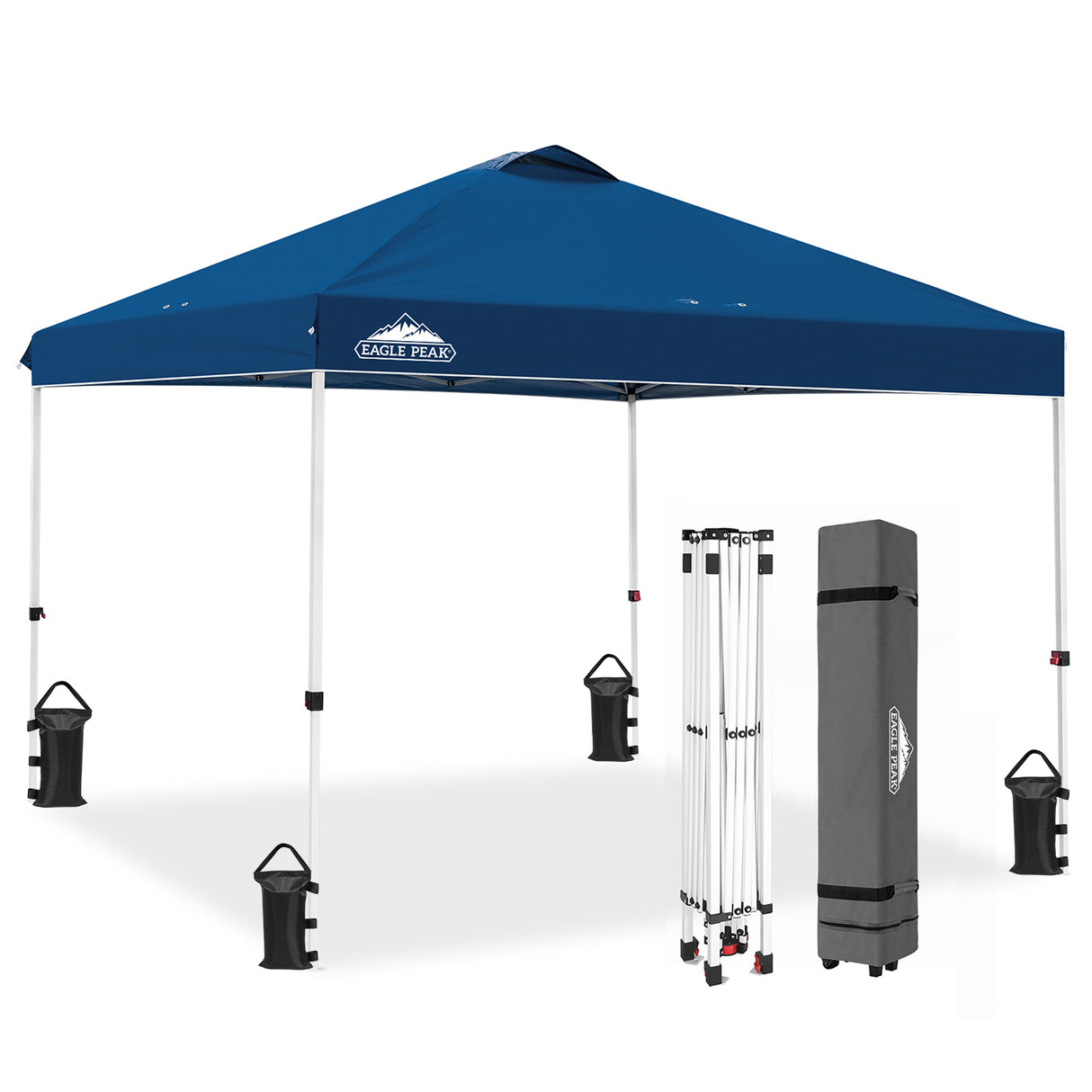 EAGLE PEAK E100/O100 Easy Setup 10x10 Straight Leg Pop Up Canopy Tent with 100 Sqft of Shade