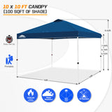 EAGLE PEAK E100/O100 Easy Setup 10x10 Straight Leg Pop Up Canopy Tent with 100 Sqft of Shade