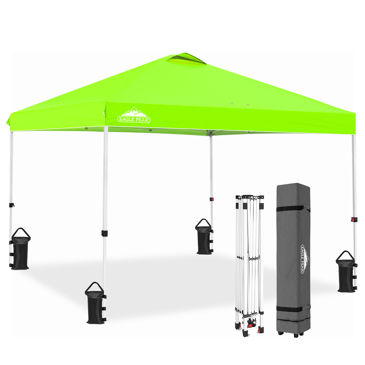 EAGLE PEAK E100/O100 Easy Setup 10x10 Straight Leg Pop Up Canopy Tent with 100 Sqft of Shade