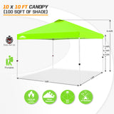 EAGLE PEAK E100/O100 Easy Setup 10x10 Straight Leg Pop Up Canopy Tent with 100 Sqft of Shade