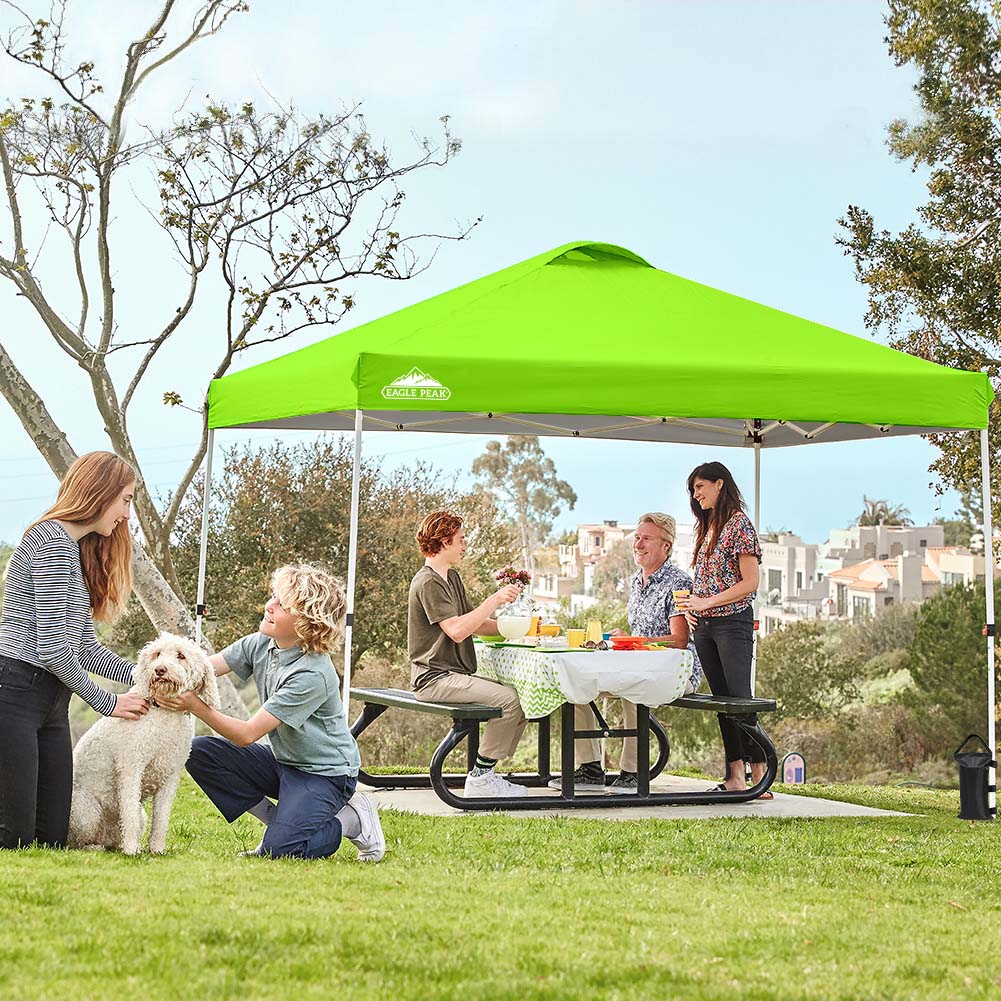 EAGLE PEAK E100/O100 Easy Setup 10x10 Straight Leg Pop Up Canopy Tent with 100 Sqft of Shade