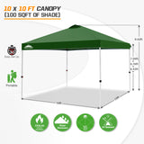 EAGLE PEAK E100/O100 Easy Setup 10x10 Straight Leg Pop Up Canopy Tent with 100 Sqft of Shade