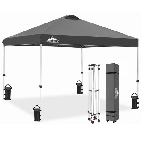 EAGLE PEAK E100/O100 Easy Setup 10x10 Straight Leg Pop Up Canopy Tent with 100 Sqft of Shade