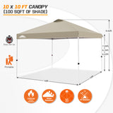 EAGLE PEAK E100/O100 Easy Setup 10x10 Straight Leg Pop Up Canopy Tent with 100 Sqft of Shade