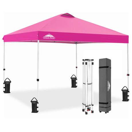 EAGLE PEAK E100/O100 Easy Setup 10x10 Straight Leg Pop Up Canopy Tent with 100 Sqft of Shade