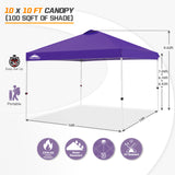 EAGLE PEAK E100/O100 Easy Setup 10x10 Straight Leg Pop Up Canopy Tent with 100 Sqft of Shade