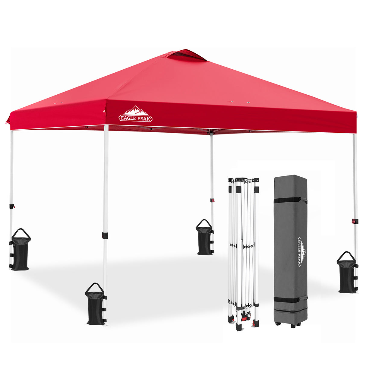 EAGLE PEAK E100/O100 Easy Setup 10x10 Straight Leg Pop Up Canopy Tent with 100 Sqft of Shade