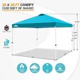 EAGLE PEAK E100/O100 Easy Setup 10x10 Straight Leg Pop Up Canopy Tent with 100 Sqft of Shade