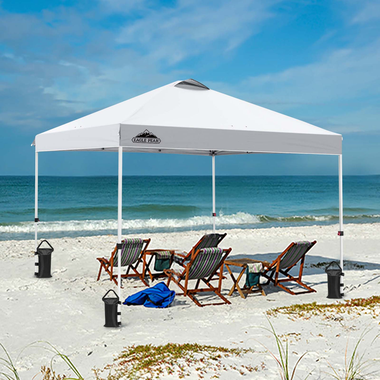 Easy Setup Straight Leg 10x10 Pop Up Canopy Tent w/ 100 sqft of Shade