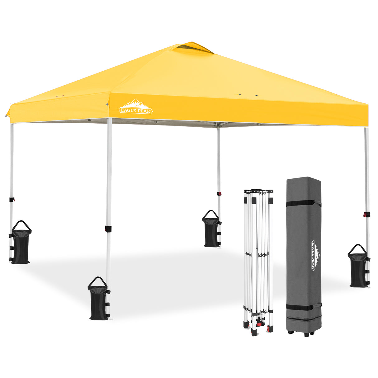 EAGLE PEAK E100/O100 Easy Setup 10x10 Straight Leg Pop Up Canopy Tent with 100 Sqft of Shade