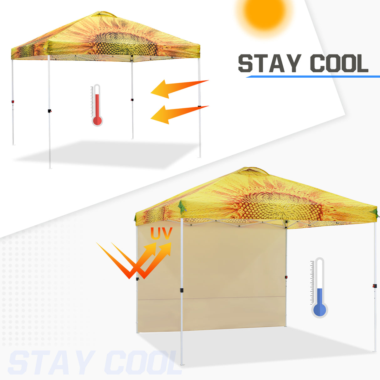 10x10 Commercial Pop up Canopy with 1 Sidewall, - Eagle Peak Custom Canopy Tent