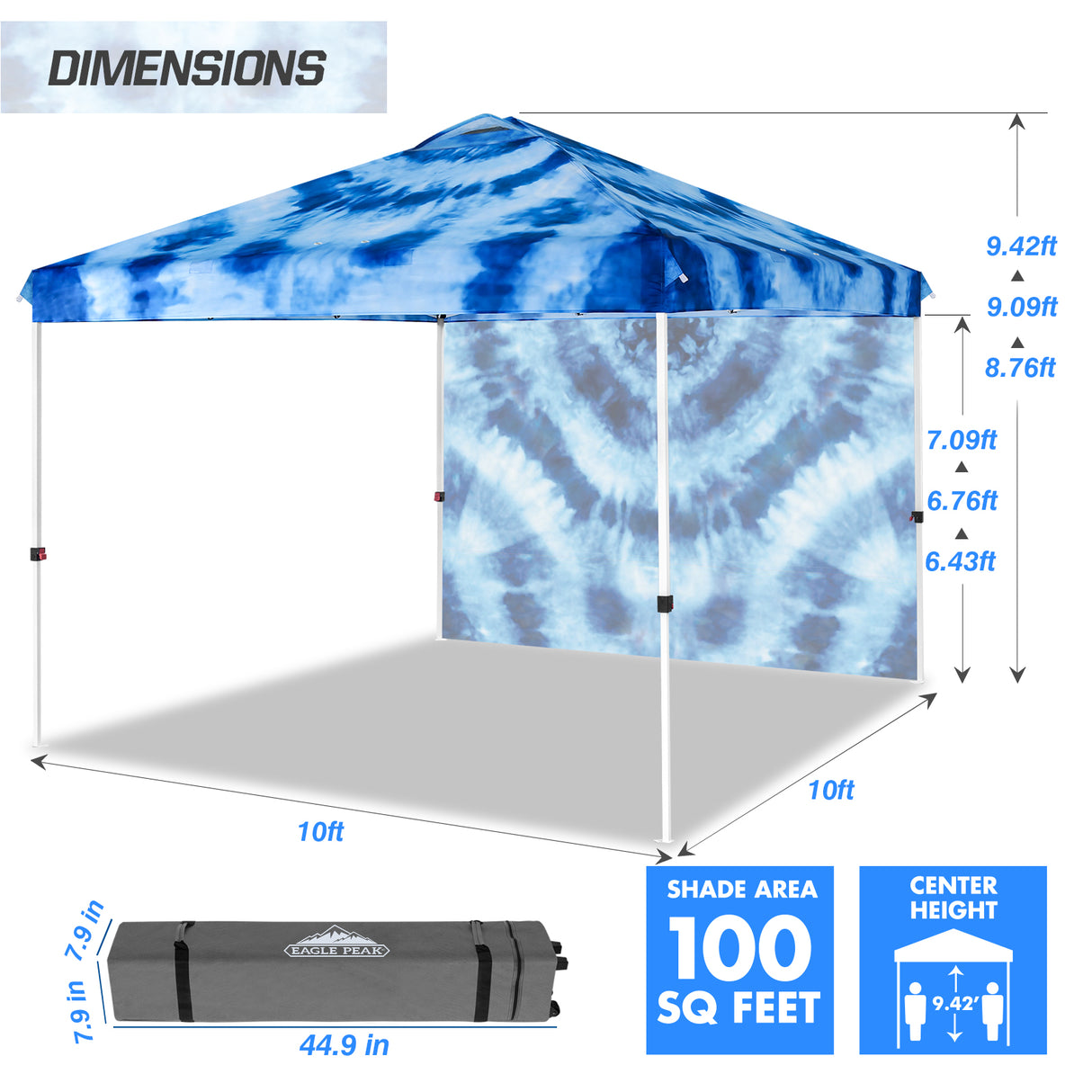 10x10 Commercial Pop up Canopy with 1 Sidewall, - Eagle Peak Custom Canopy Tent