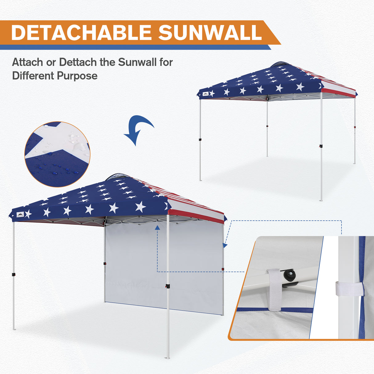 EAGLE PEAK 10x10 Commercial Pop up Canopy Tent with One Detachable Sidewall