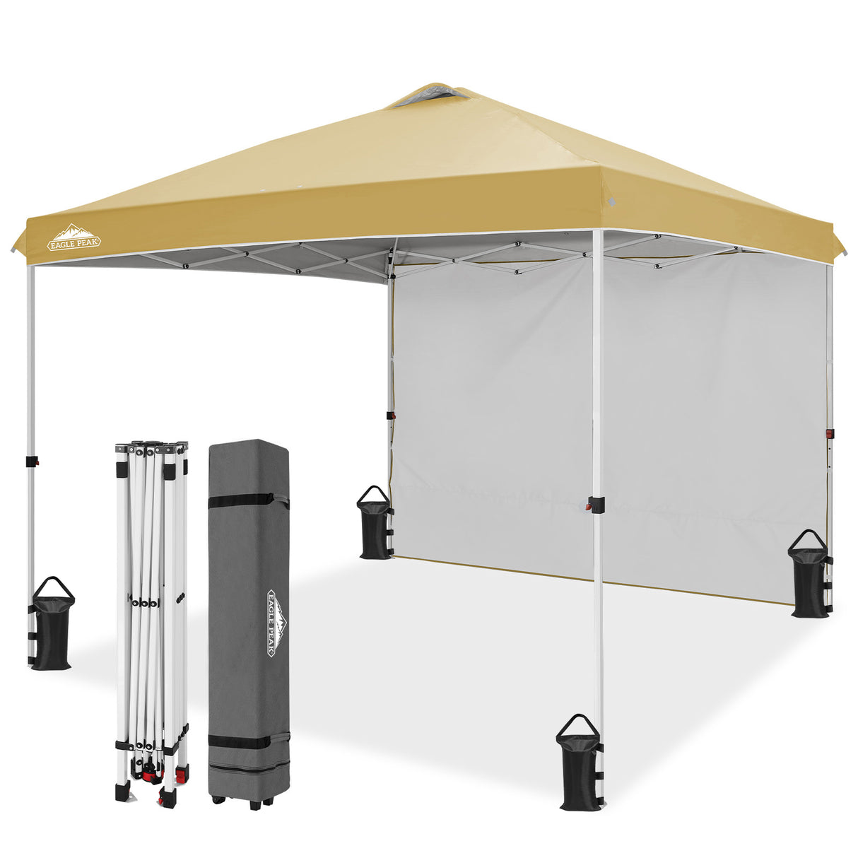 EAGLE PEAK 10x10 Commercial Pop up Canopy Tent with One Detachable Sidewall