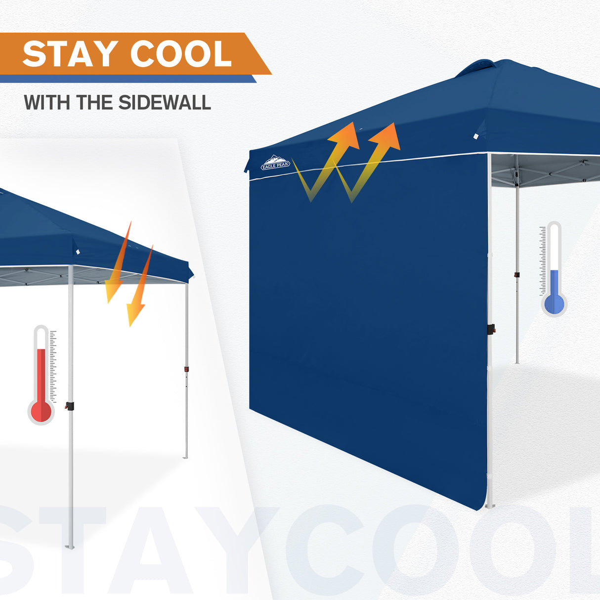 EAGLE PEAK 10x10 Commercial Pop up Canopy Tent with One Detachable Sidewall