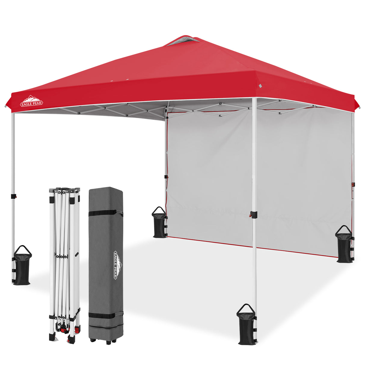 EAGLE PEAK 10x10 Commercial Pop up Canopy Tent with One Detachable Sidewall