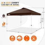 EAGLE PEAK E100/O100 Easy Setup 10x10 Straight Leg Pop Up Canopy Tent with 100 Sqft of Shade