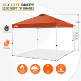 EAGLE PEAK E100/O100 Easy Setup 10x10 Straight Leg Pop Up Canopy Tent with 100 Sqft of Shade