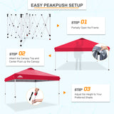 EAGLE PEAK 12x12 Pop Up Canopy Tent Instant Outdoor Canopy Easy Set - up Straight Leg Folding Shelter with Wheeled Bag, 8 Stakes, 4 Sand Bags, and 4 Ropes - Eagle Peak Canopy and Outdoor Products