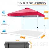 EAGLE PEAK 12x12 Pop Up Canopy Tent Instant Outdoor Canopy Easy Set - up Straight Leg Folding Shelter with Wheeled Bag, 8 Stakes, 4 Sand Bags, and 4 Ropes - Eagle Peak Canopy and Outdoor Products